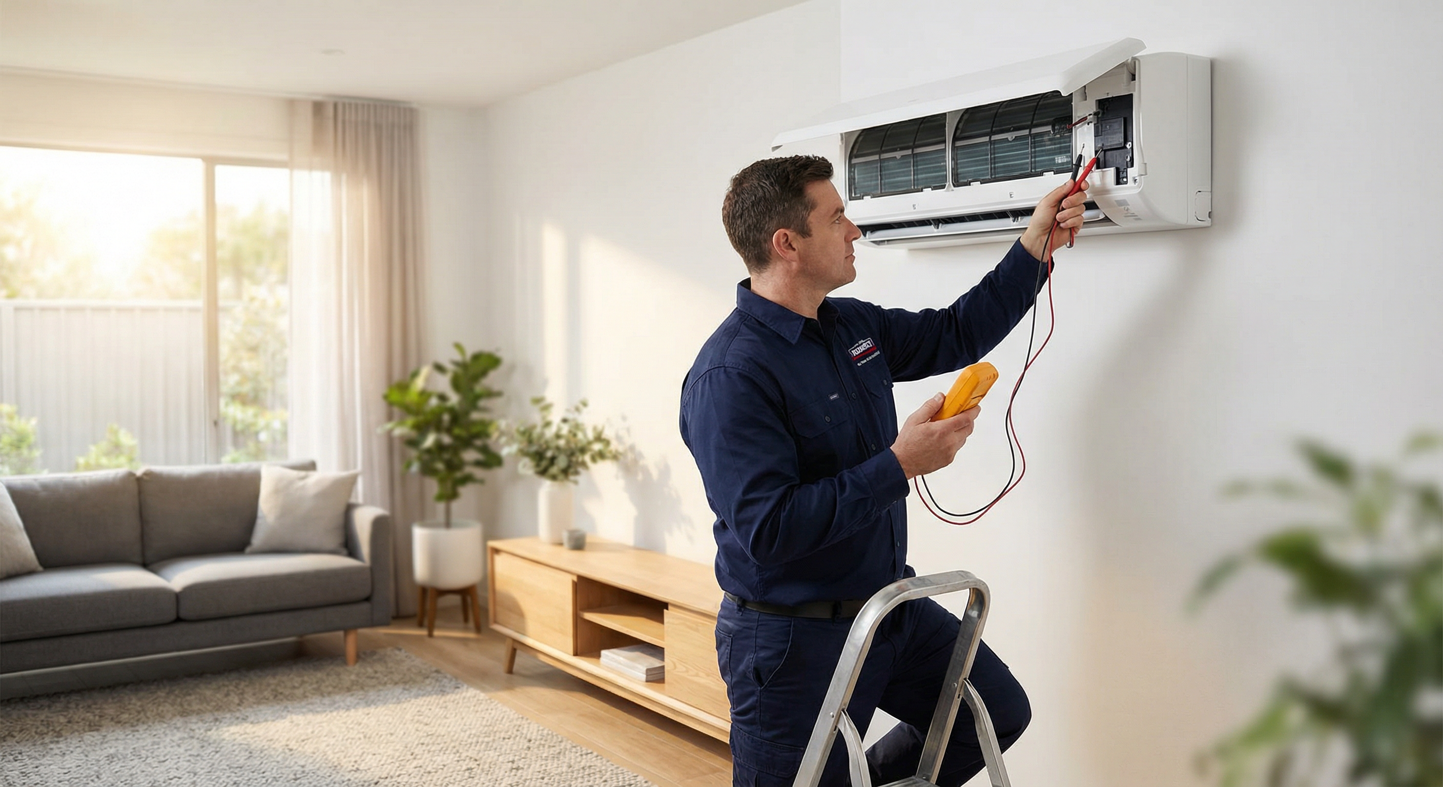 Técnico reparando aire acondicionado LG en Barajas a domicilio